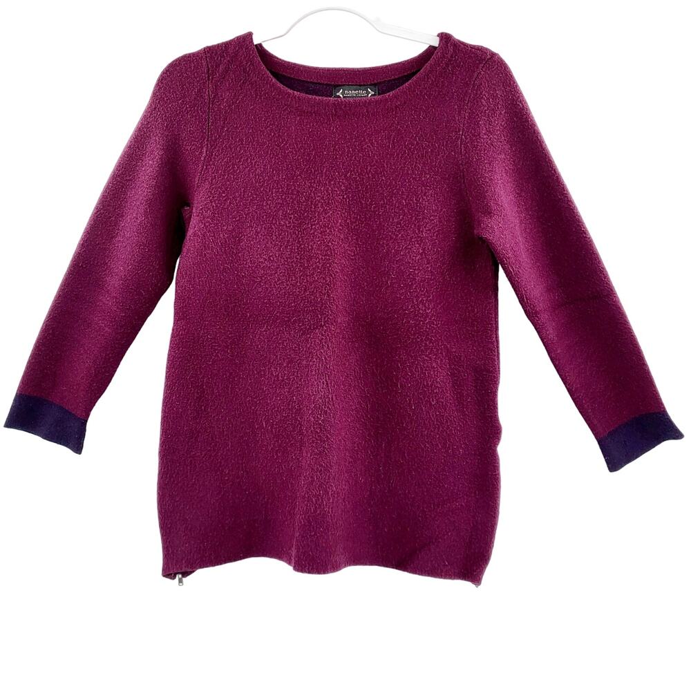 Nanette Lepore Purple Plum Wool Blend Pull-Over Side Zipper Sweater Women's Sz S